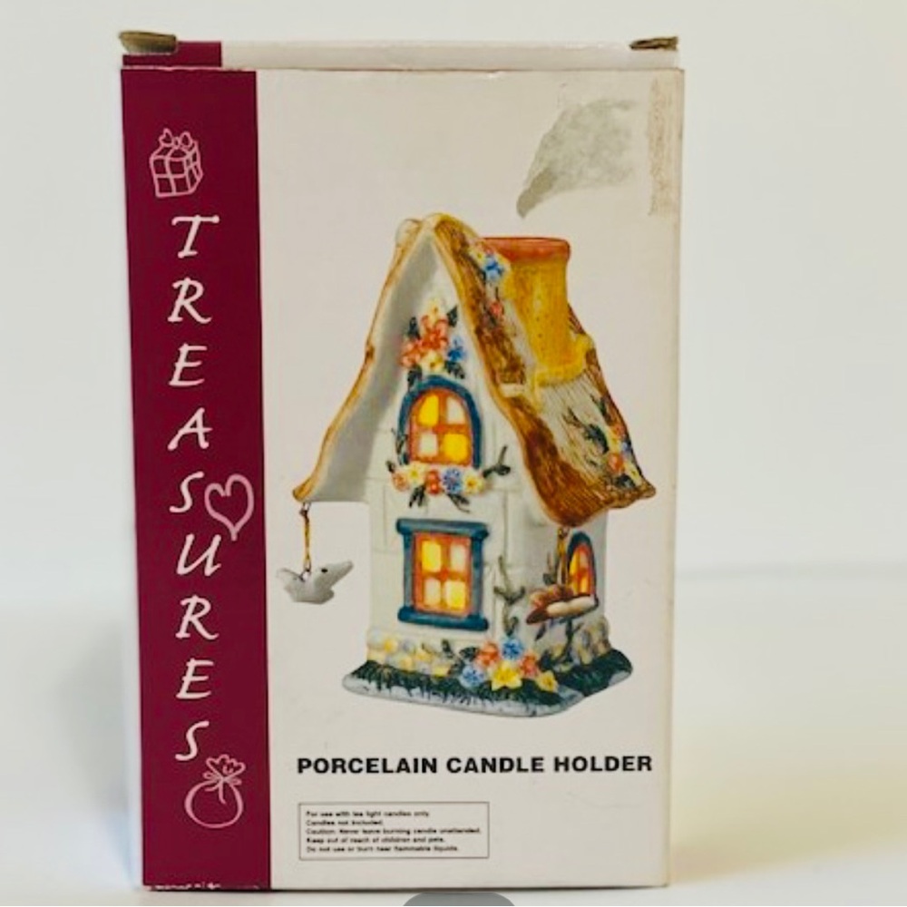 Treasures Porcelain House Candle Holder